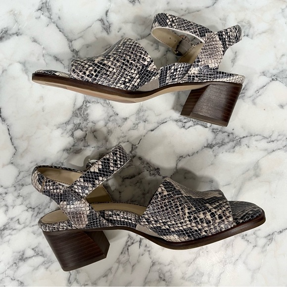 NWOT EARTH MURANO HAZE MULTI TAUPE SNAKESKIN BLOCK HEEL SANDALS 6.5 - Picture 5 of 11